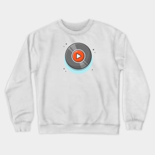 Vinyl Disk Music with Red Play Button Music Cartoon Vector Icon Illustration Crewneck Sweatshirt